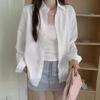 Korean Style Women's Long Sleeve Sun Protection Shirt: Summer Casual Loose Solid Top