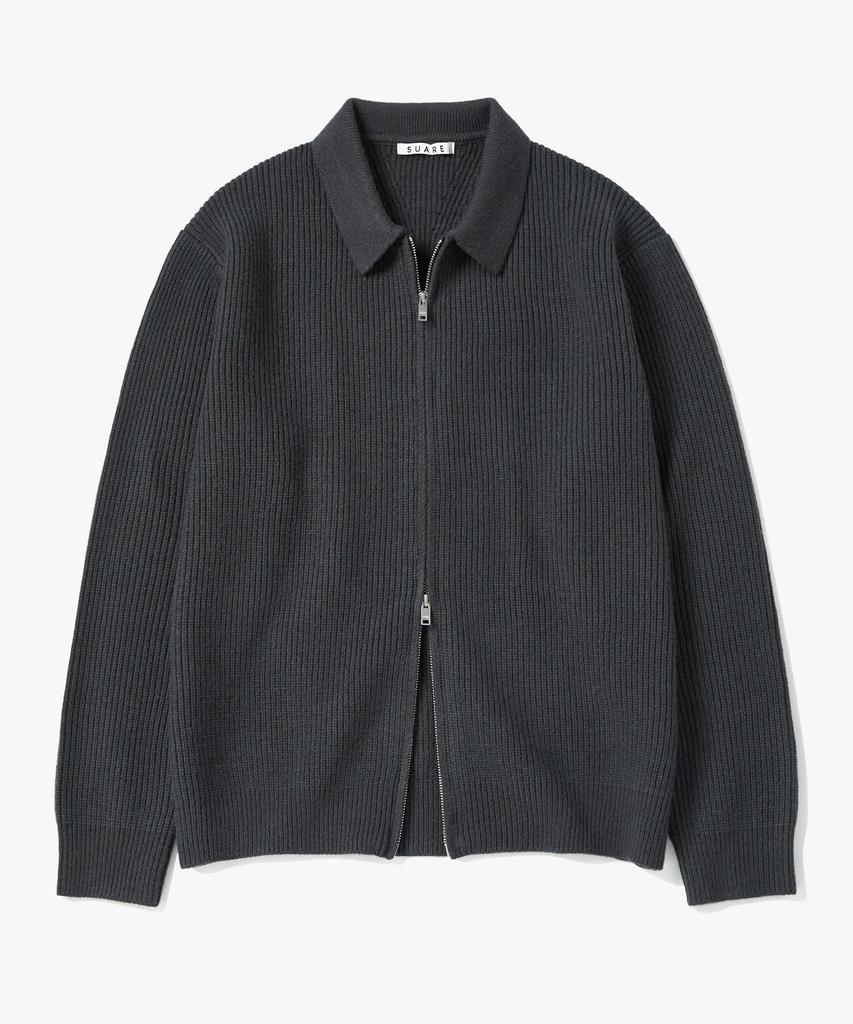 SUARE Hacci Collar Two-Way Zip-Up Knit - 7 Colors