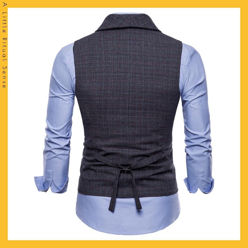 Мужской двубортный жилет в клетку в стиле ретро, большой размер - деловой повседневный жилет на весну и осень