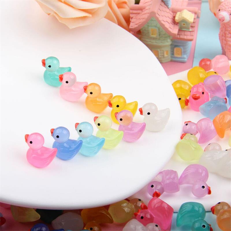 50/100x Tiny Ducks Mini Duck Glow In The Dark Mini Resin Figure Miniature