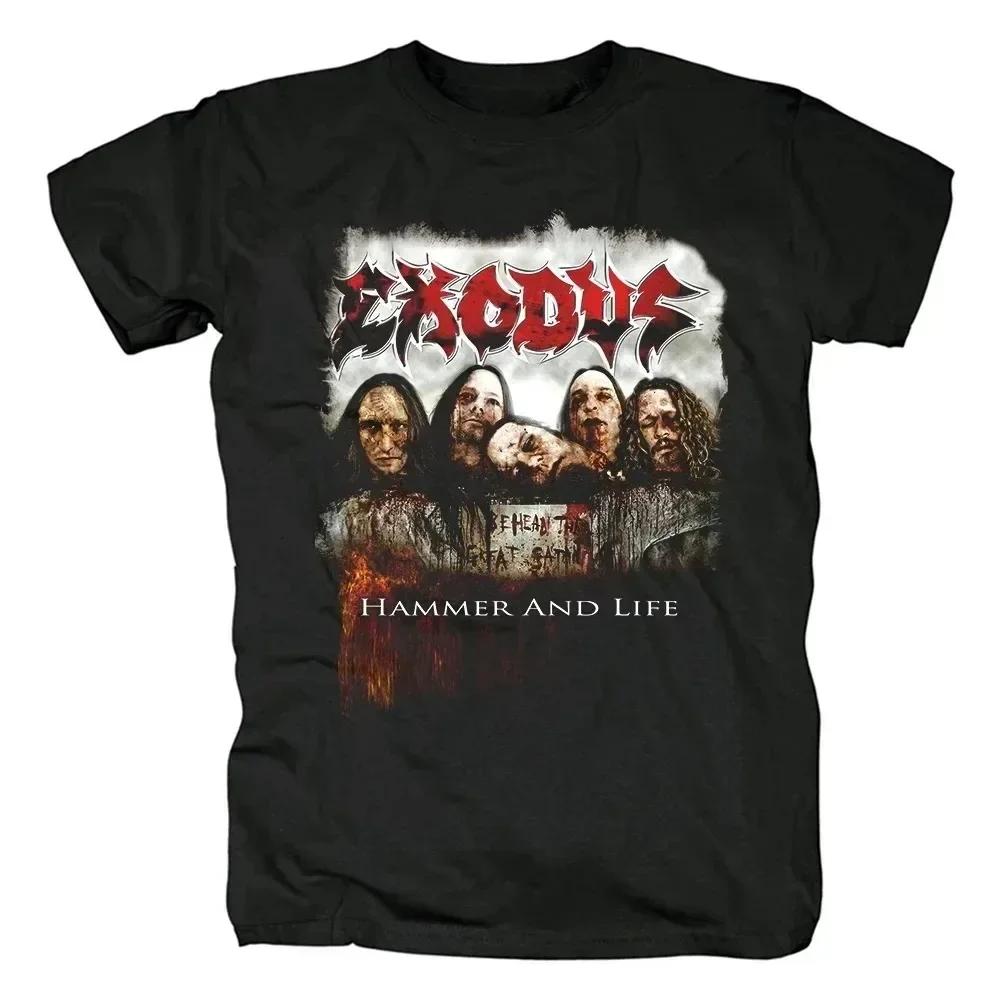 Мужские футболки в стиле трэш-метал Exodus Band Футболки в стиле хип-хоп Уличная одежда в стиле Харадзюку Хлопковые футболки Топы Одежда для мужчин и женщин