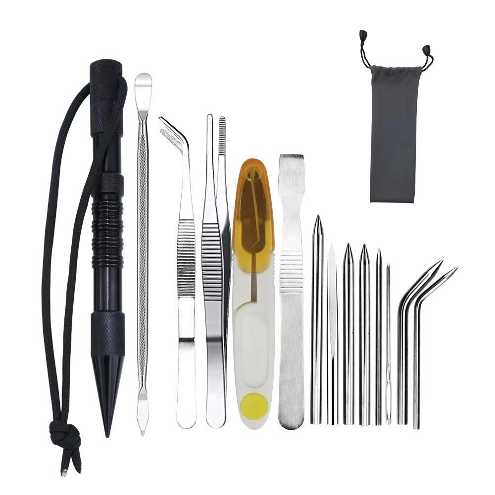 12 Pcs Aluminum Paracord Needle Set Lacing Needles Smoothing Tool 9 Sizes Knitting Tools Sewing Cord Weaving Craft Accessories