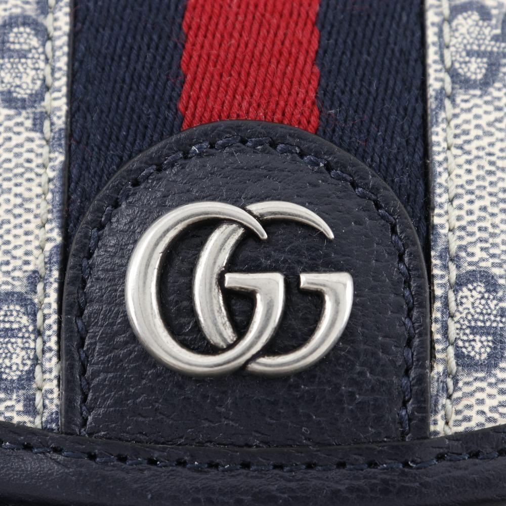 GUCCI Ophidia Mini Backpack Daypack 795221 Gray / navy GG Supreme Canvas Women Used
