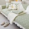 Cotton Sofa Cushion Non-slip Four Season Sofa Cover Solid Color Cream Style Living Room Furniture Protector Backrest Towel Cover