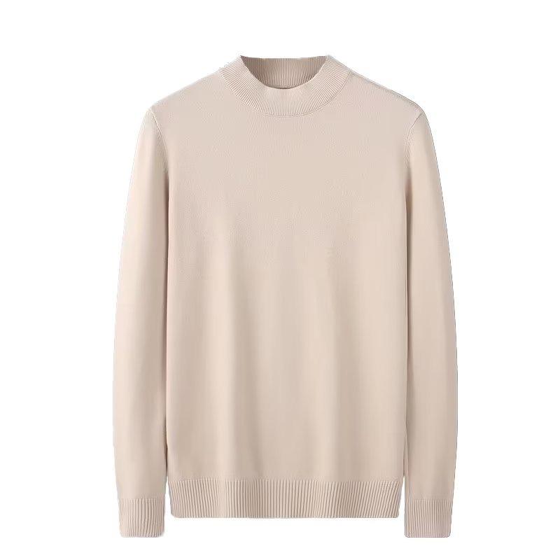 Men's Loose Fit Half Turtleneck Sweater: Korean Style, Solid Color, Knit, Long Sleeve, Autumn/Winter Top.