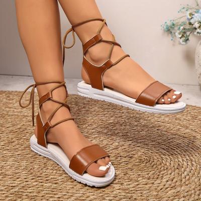 Модные женские сандалии на шнуровке на щиколотке с мягкой подошвой, летняя мода, золотистые, на плоской низкой платформе, нескользящие, большого размера 43, Sandalias
