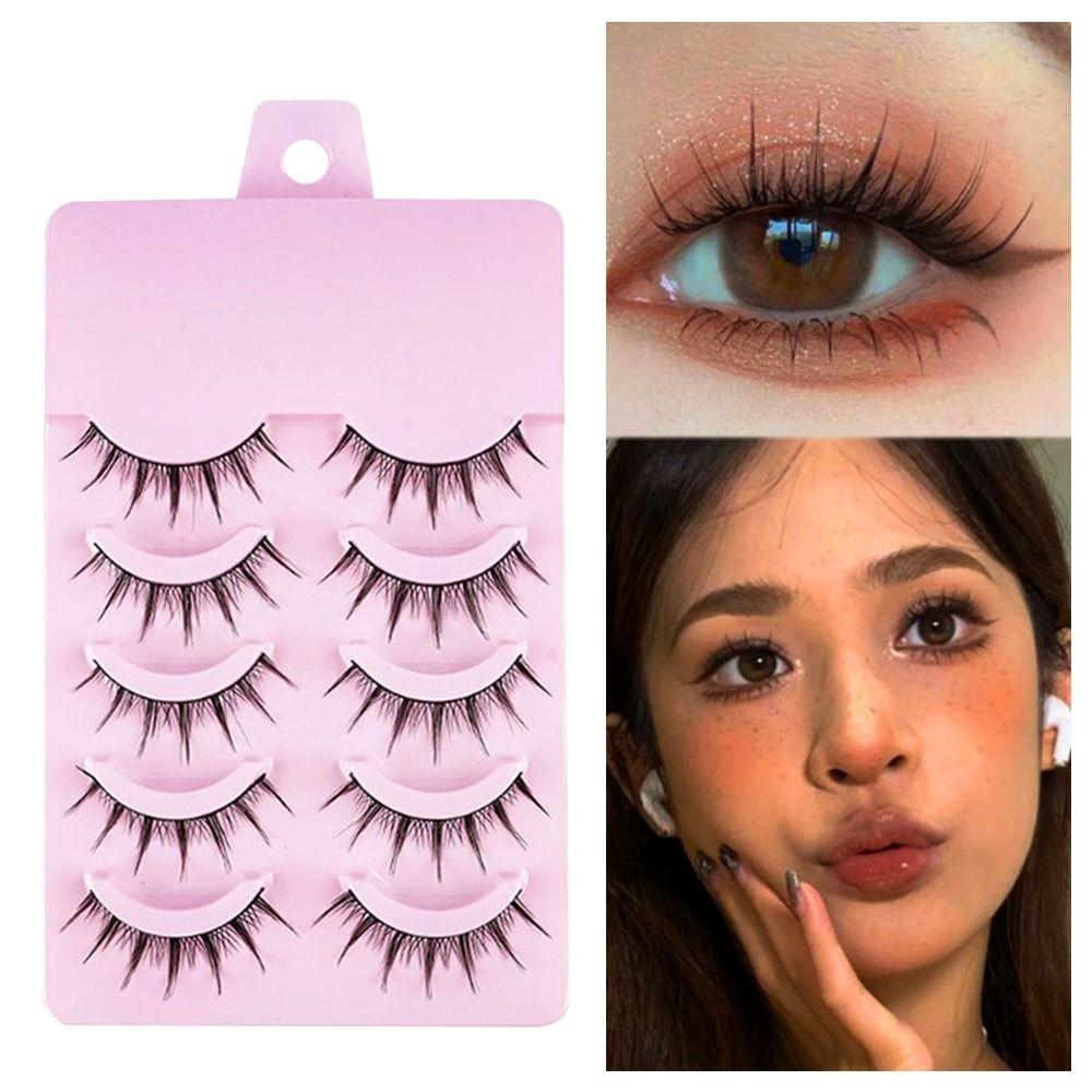 5 пар натуральных ресниц «рыбий хвост» в стиле манга, черные ресницы в стиле аниме, высококачественные накладные ресницы