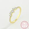 Fashion 18K Gold Geometric Circle Couple Ring For Women Small Diamond Crystal Genuine Sterling Silver Gift Jewelry