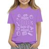 Kids Fashion Casual Short Sleeve 100 Day School Anniversary Printed Round Neck T-Shirt Top
