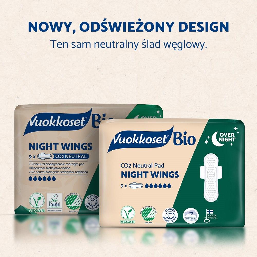 Vuokkoset Bio Night Wings Pads with Wings for Night 9 Pcs Super Absorbent