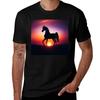 Arabian Horse Sunset Silhouette T-Shirt T Shirts Cotton 100% Man T Shirt Luxury T-Shirt