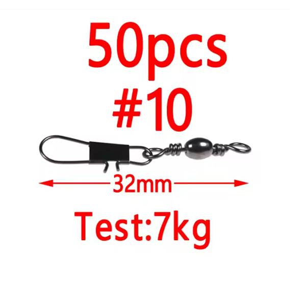 50/20/10pcs 17 Sizes Alloy Copper Barrel Crane Swivel with Solid Ring Interlock Snap Saltwater Fising Rigs Connector Accessories