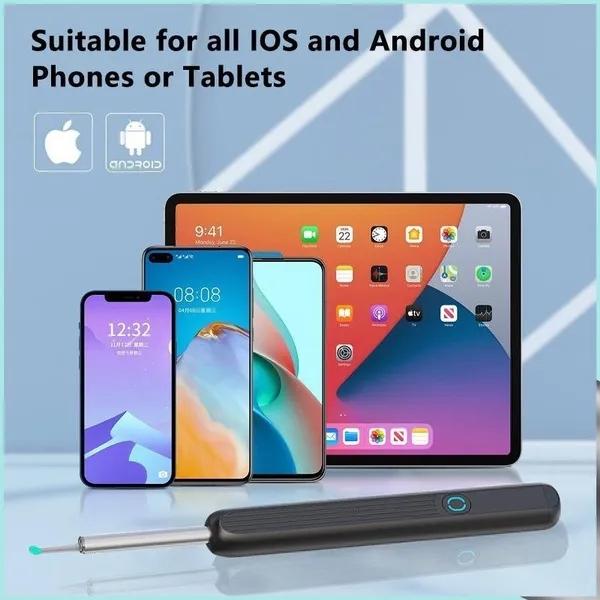 Очиститель ушей Высокоточный инструмент для удаления ушной серы со светодиодной подсветкой камеры Беспроводной отоскоп Умный набор для чистки ушей-1 комплект