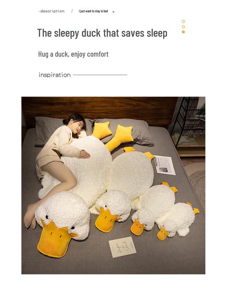 Cuddly White Duck Pillow Plush Toy - Super Soft Sleep Hug Doll for Girls, Perfect Birthday Gift