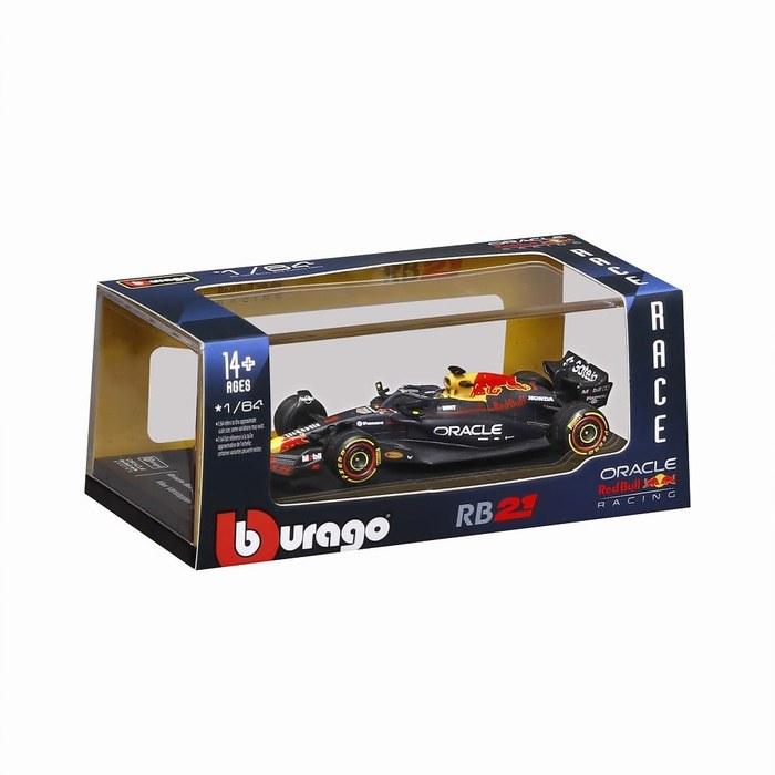 Kyosho Burago 1/64 Oracle Red Bull Racing RB21 Гран-при Бахрейна 2025 №1 M. Ферстаппен (Прозрачный чехол, без драйвера) BUR58009V
