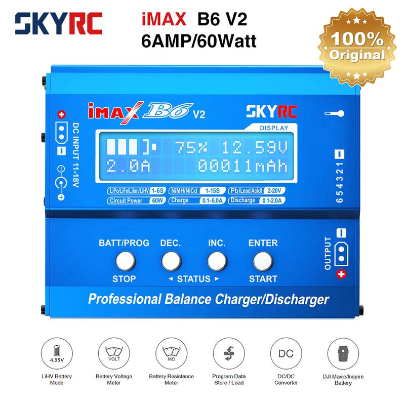 SKYRC Липо Зарядное устройство IMAX B6 EVO B6 V2 B6 Mini B6AC V2 Балансировочное Зарядное устройство-разрядник для аккумуляторов с адаптером, датчиком температуры 6A 1-6S