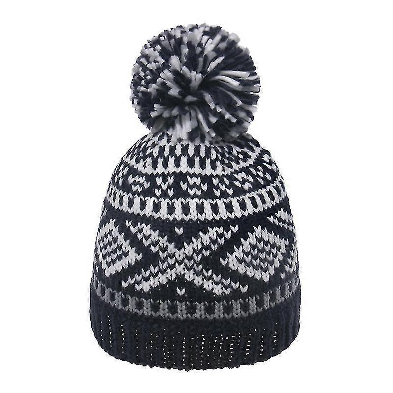 Pom Pom Beanie, Black And Gray Water Resistant Beanie