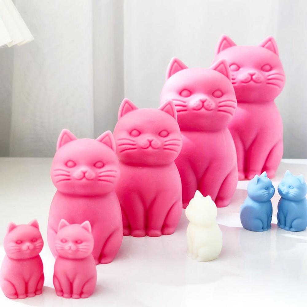 3D Толстый Кот Свеча Силиконовая Форма Ручной Работы Милый Размер Сидящий Кот Ароматерапевтическая Свеча DIY Игрушка Форма для Торта Гипс Смола Украшение Подарок