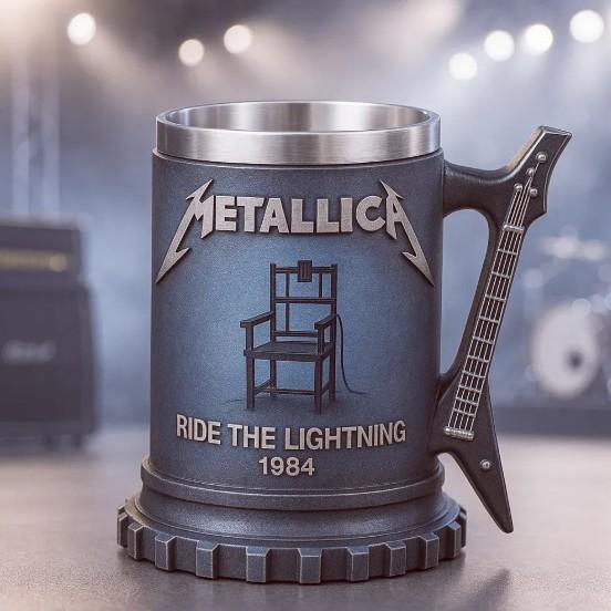 3D рельефная кружка Metallica, основа в форме шестеренки и ручка в виде электрогитары, премиальная смола и стальной пивной бокал для металлистов