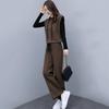 Solid Color Suit Set Women's 3-piece Hooded Vest Pants Set for Casual Daily Outfits with Drawstring Sleeveless Hoodie Wide Leg