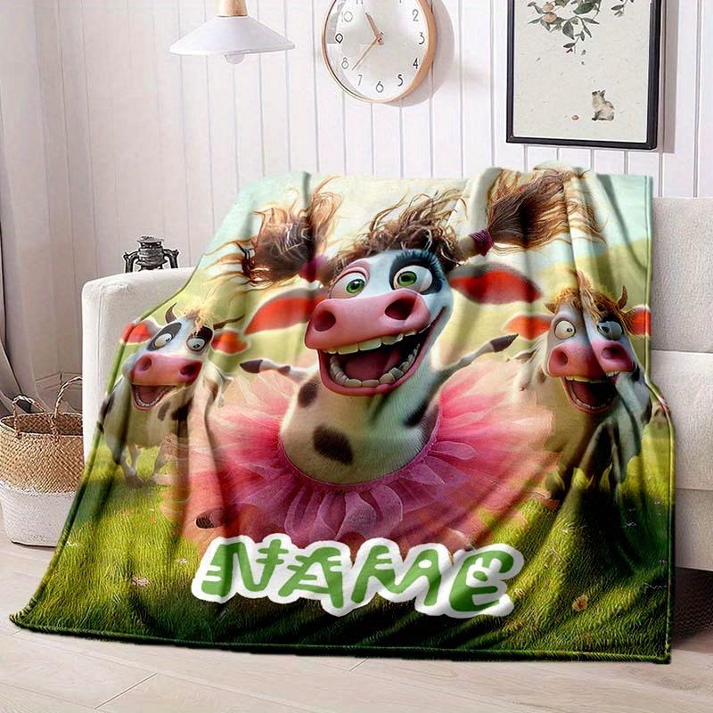 Dancing Cow Customize Your Name Blanket Warm Comfortable And Soft Blankets Are Suitable For Home Lunch Break Blanket Office Sofa Sofa Gift To