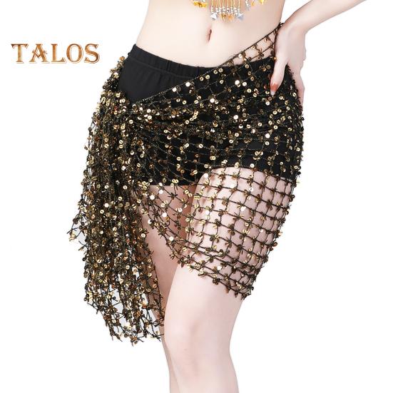 Шарф для танца живота, юбка-халат с пайетками, мини-юбка с вырезом, пояс для восточного индийского танца, карнавальный костюм, аксессуар для выступлений