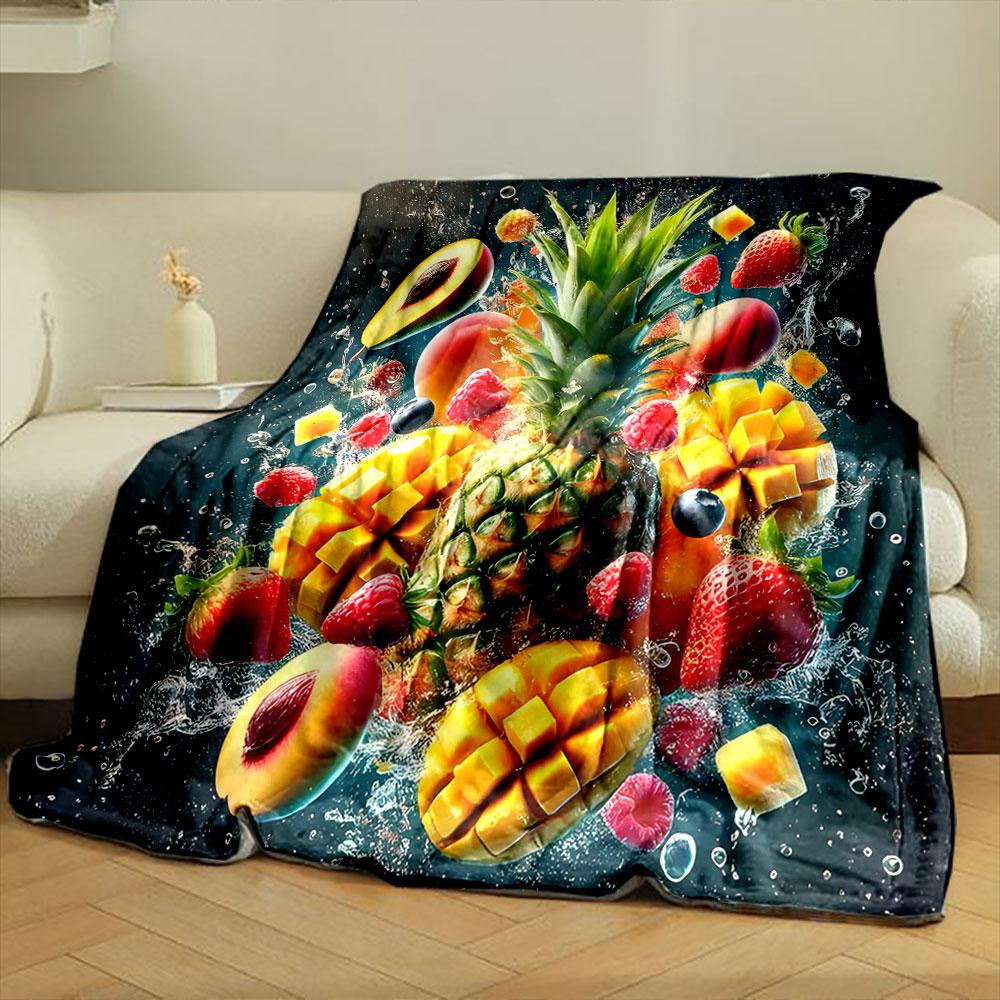 Tropical Fruits Splash Design print blanket soft and cozy perfect for the living room bed sofa or a nap,gift