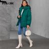 PINK CHIC 2024 Новая женская зимняя короткая куртка Зимнее толстое хлопковое пальто с капюшоном Женское свободное пуховое пальто W9073