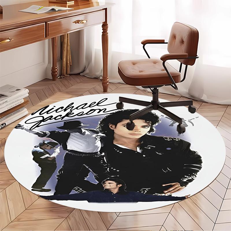 Michael Jackson Pattern Round Rug, Indoor/Outdoor Mat, for Picnic, Gameroom, Bedroom, Office, Living Room, Home Decor Carpet, Birthday Gift