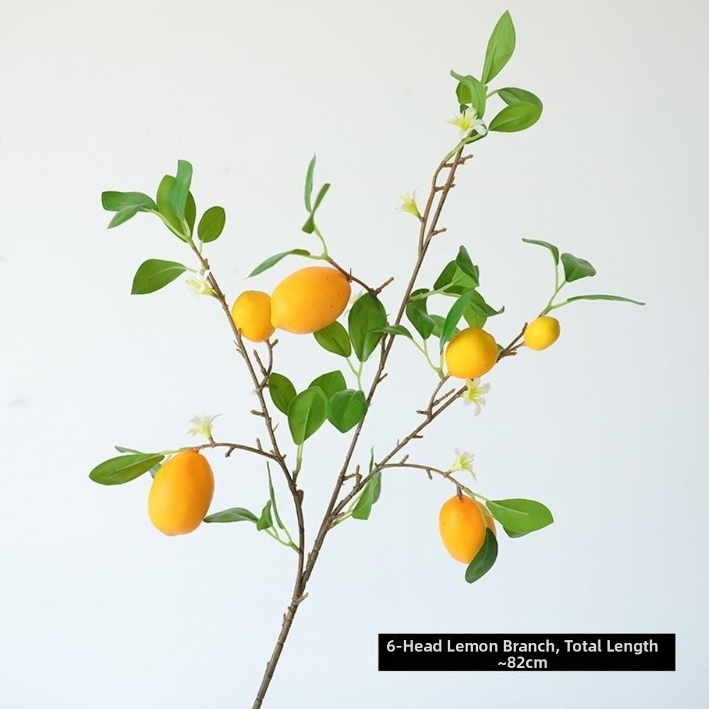 with Lifelike Lemon Fake Fruit Stems Fresh Green Yellow Simulation Green Plants Flower Arrangement