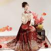 Yimengge оригинальный Fengming Qu Hanfu комплект из трех предметов для женщин в китайском стиле улучшенный Han Element блузка облако плечо лошадь юбка костюм