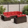 VidaXL Garden Lounge Set 10 Pcs with Brown Cushions Wicker 3326068