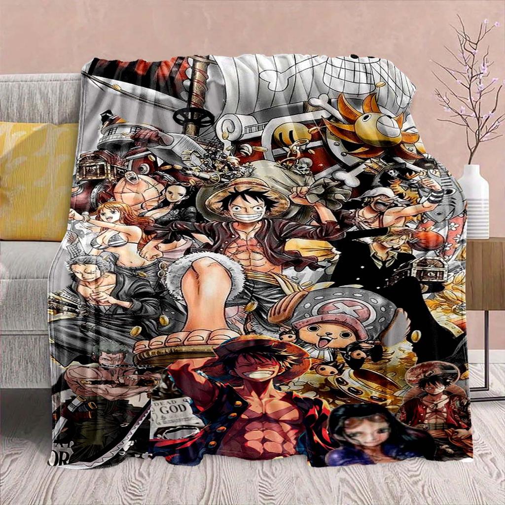 One Piece Anime Flannel Blanket - Soft Warm Perfect for Sofa, Bedding Camping Travel Office Home Decor -QJY