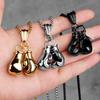 Boxing Gloves Gym Mens Long Necklaces Pendants Chain Punk Hip Hop for Boy Male Stainless Steel Jewelry Creativity Gift Wholesale