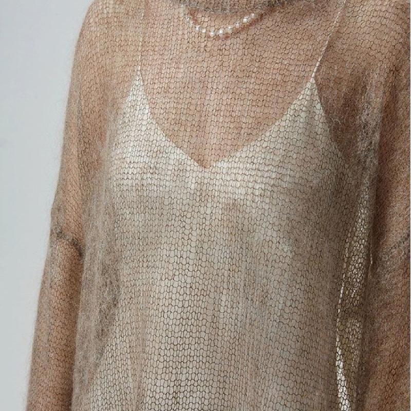 Unique Long Sleeved Beautiful Women's Loose Hollow Knitted Sweater Top