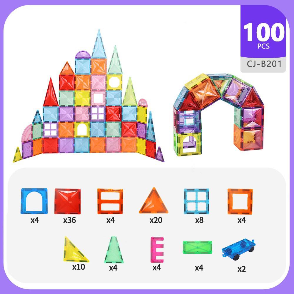 Large Diamond Stained Glass Magnetic Building Blocks Set - Educational, Strong Castle Construction Toys