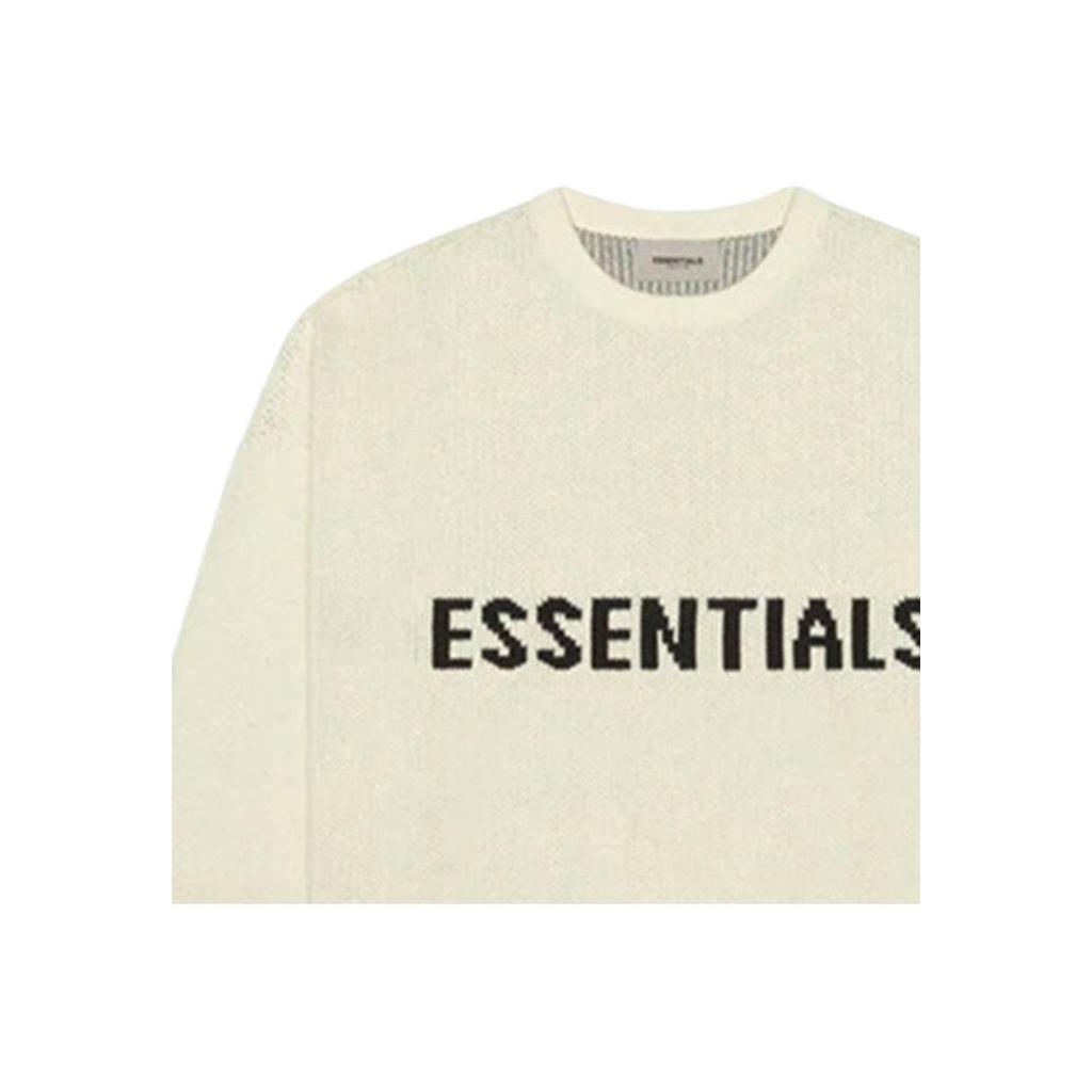 Fear of God Essentials Свитер с длинным рукавом и круглым вырезом с графическим логотипом SS20 Унисекс-свитер Белый FOG-SS20-268