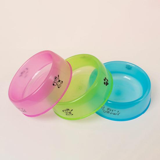 Кормушка для домашних животных с принтом, без прозрачной мультяшной конструкции, гладкий запах, прочный край, для хранения воды, круглая форма, высокая емкость