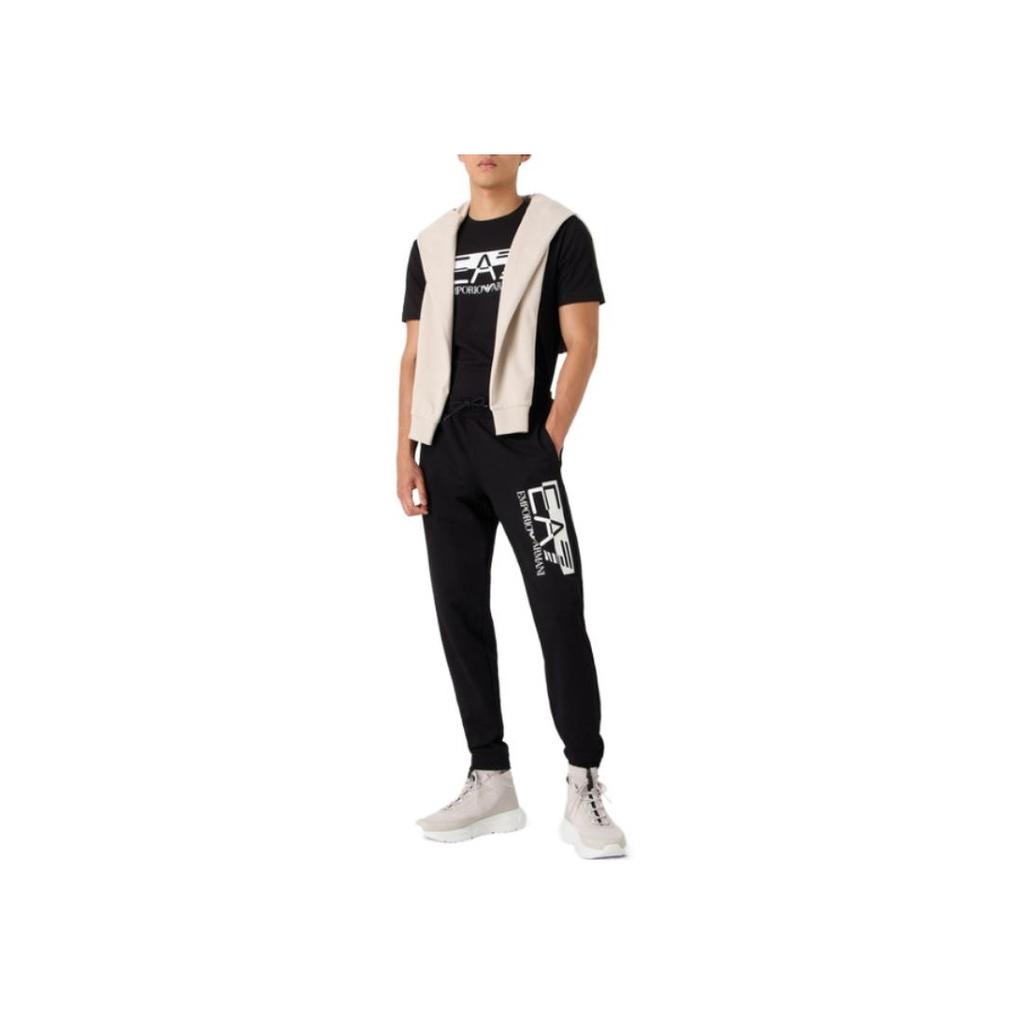 Emporio Armani FW23 Серия EA7 Принт с логотипом Круглый вырез Короткий рукав Футболка Мужские топы Черный 6RPT62PJ03Z0200