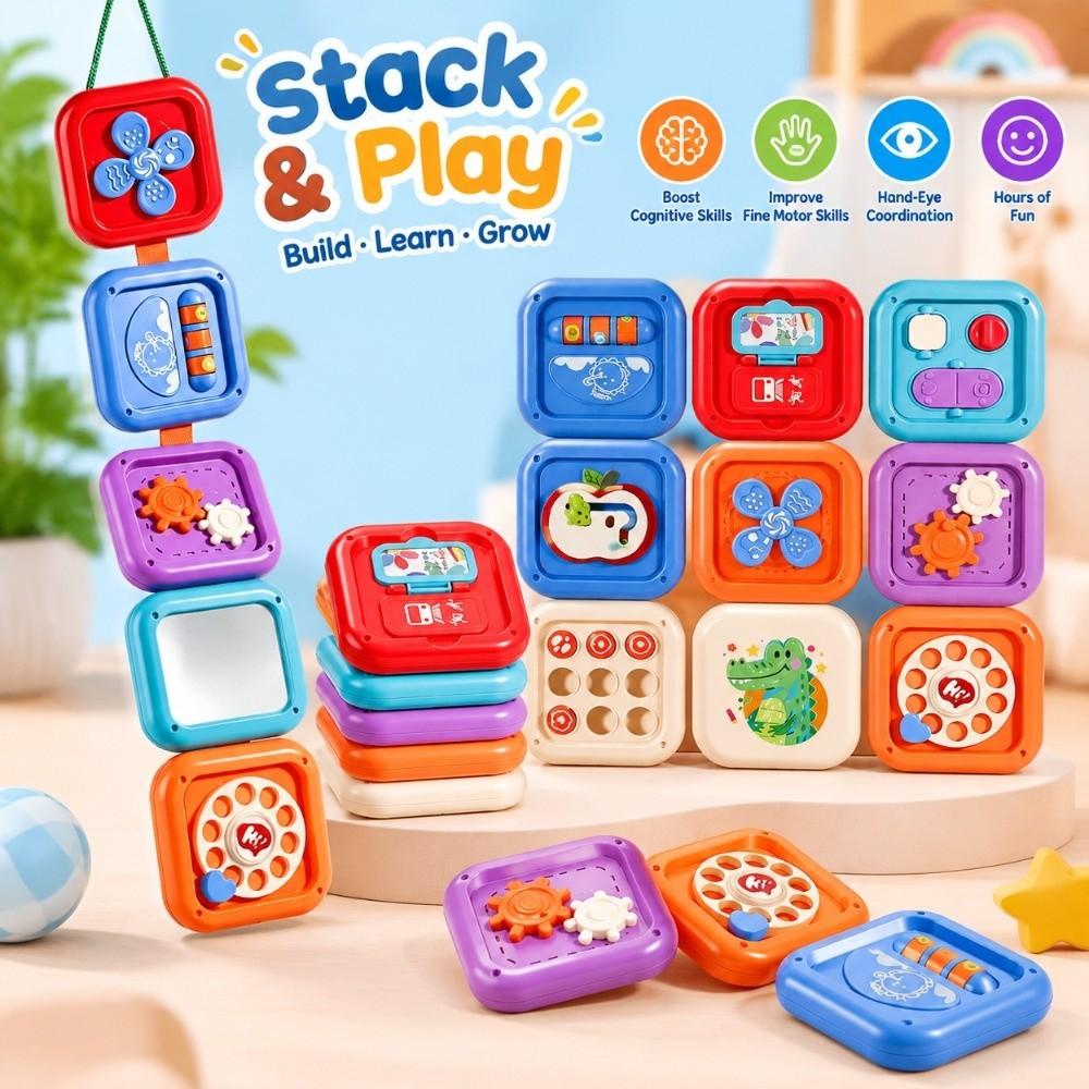 1 Set 12 in 1 Baby Finger Training Toy Smooth Edge Sensory Hexahedron Toy Travel Toy