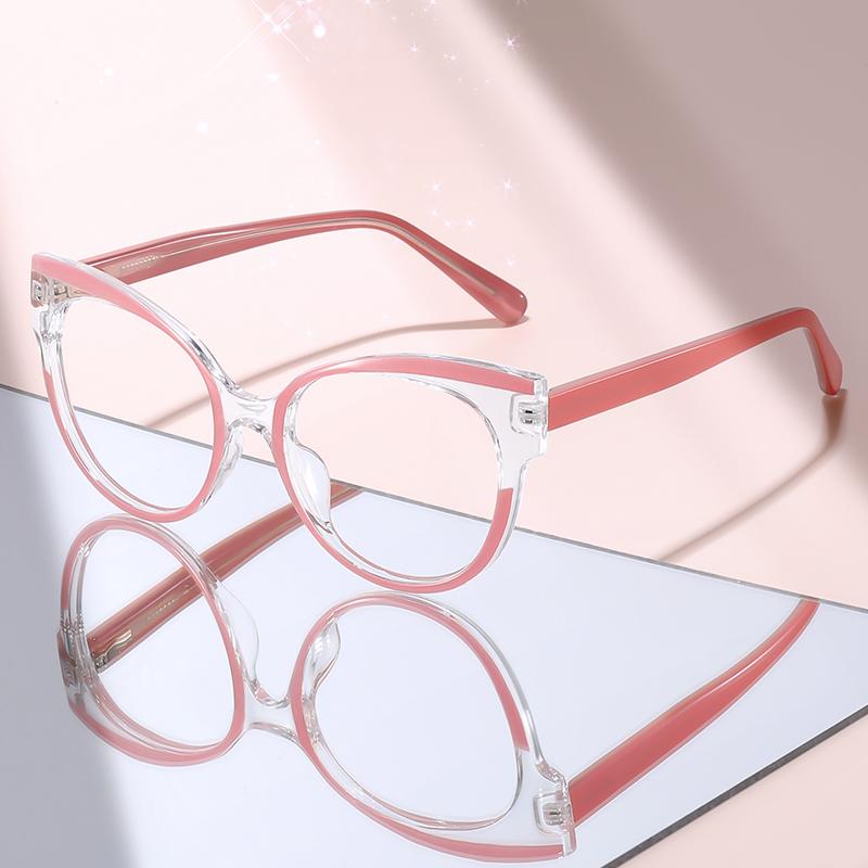 Trend Elegant Round Clear Lens Glasses, Black Frame with Arc Mirror Leg Spring Hinge, Anti-Fatigue Blue Light Blocking Eyewear