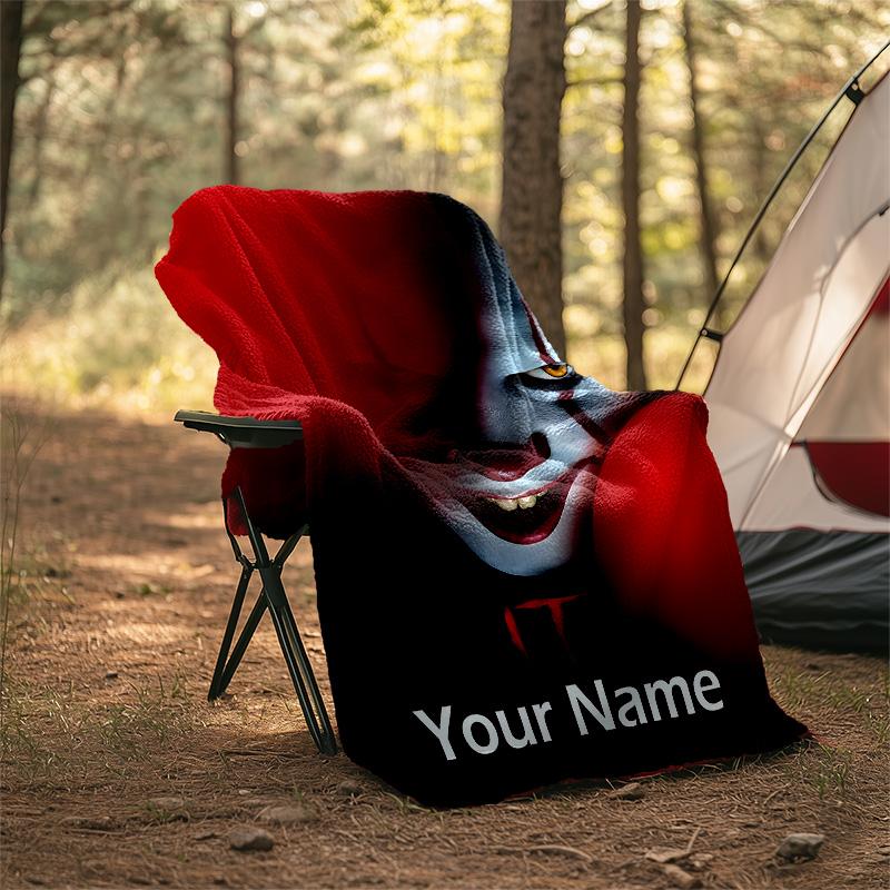 Customizable Pennywise Throw Blanket – Personalized Name, All-Season Cozy Snug Blanket, Machine Washable, Personalized Blanket