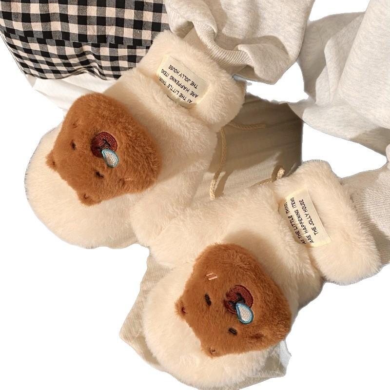 Высококачественные женские перчатки с леопардовым принтом для зимы, плюшевые перчатки для студентов, чтобы согреться и для езды на велосипеде, теплые плюшевые утолщенные перчатки