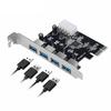 PCI-E Express expansion cards with USB 3.0 Controller, Adapter, 4 ports, 5 Gbps for PC