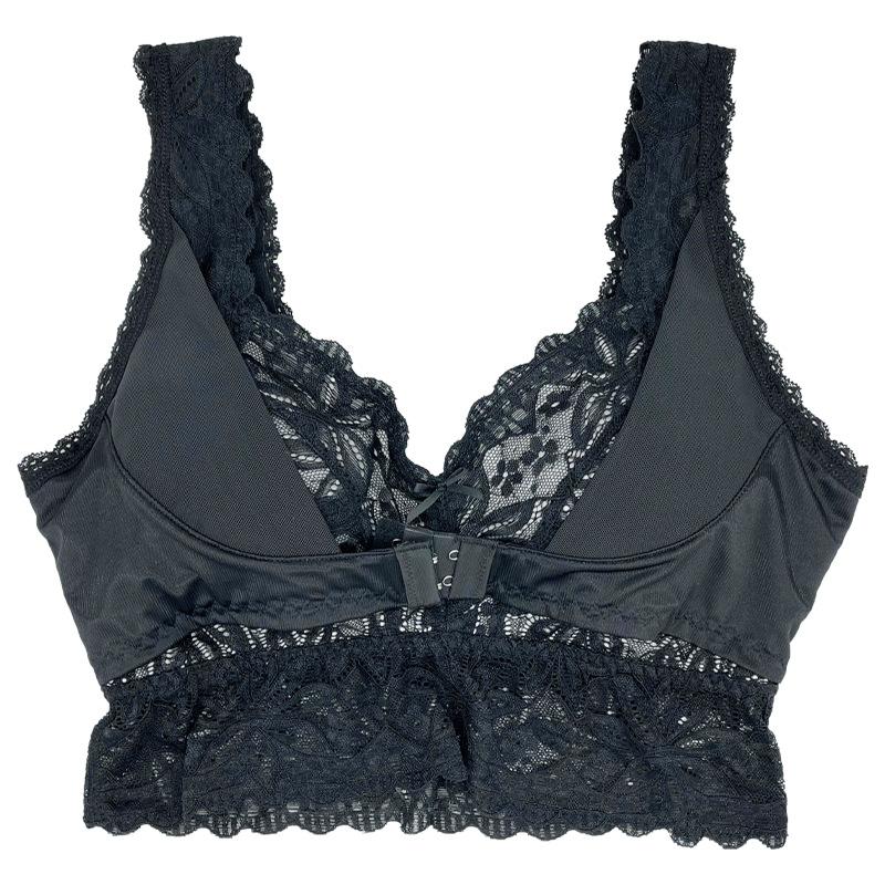 Sexy front buckle gather, top support, secondary breasts, steel rimless, breathable sleep, breast beauty, lace bra
