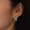 Xiaomi Huitan Women Hoop Earrings Gold Color Inlaid Shiny Green/Blue Cubic Zirconia Fashion Accessories for Wedding Party Noble Jewelry