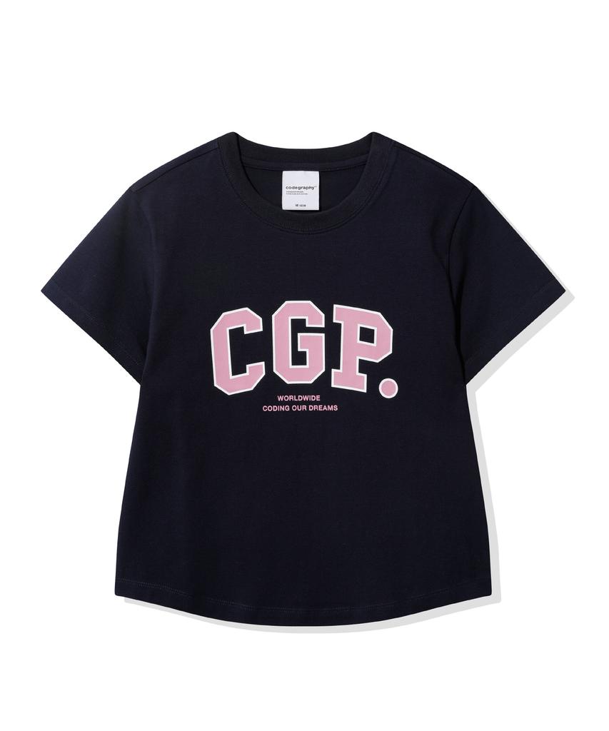 CGP (Женский) Приталенная футболка с коротким рукавом и логотипом-аркой Cgp_Темно-синий