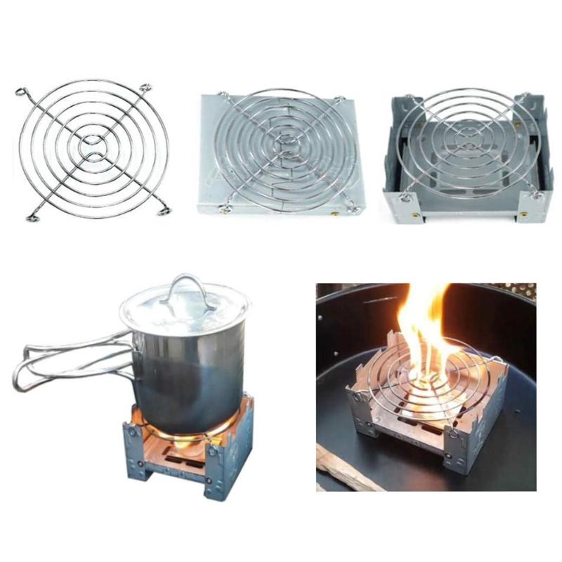 Outdoor Alcohol Stove Holder Camping Mini Foldable Wax Furnace with Stainless Steel Disc Wire Bracket Camping Burner Accessories