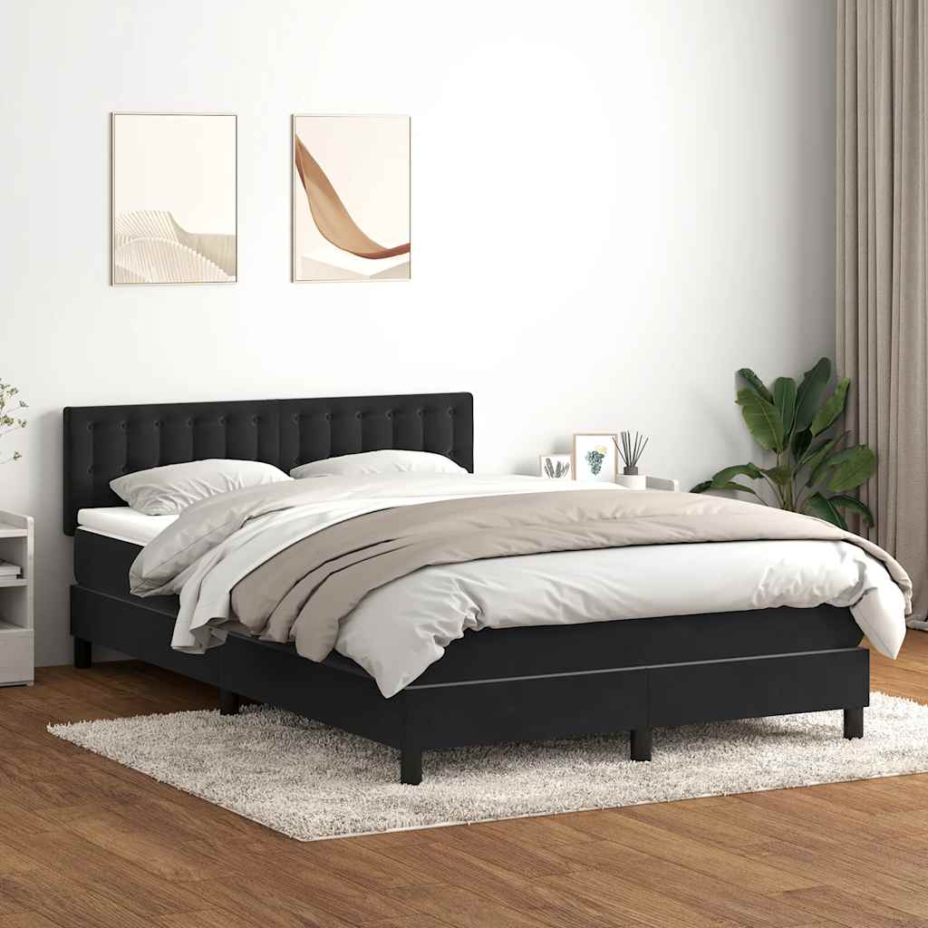 Box Spring Bed with Mattress Black 160x210 cm Velvet