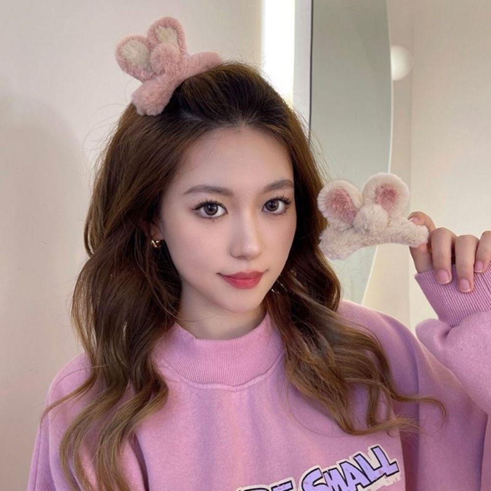 Rabbit Plush Claw Clip Korean Style Sweet Ponytail Clip Winter Plush Hair Claw  Headwear